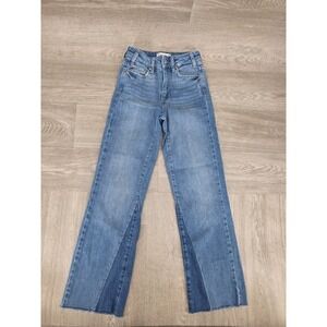 PAIGE Relaxed Colette Shadow Inset Jeans Women's 23 Lovey Blue Wide Leg Crop